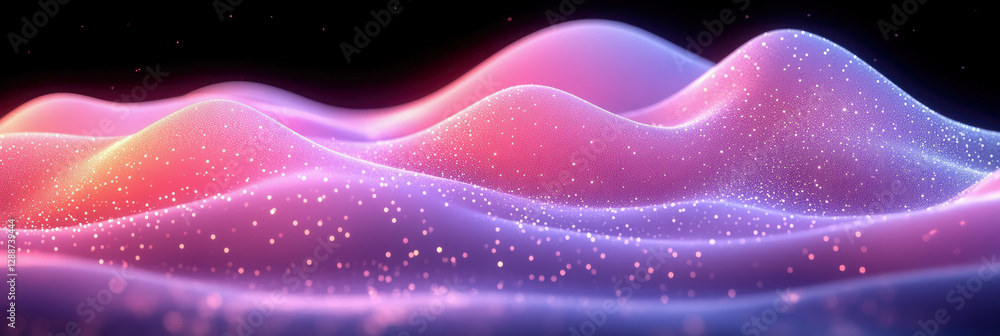 Aufkleber abstract aurora: soft wavy surface with glowing particles