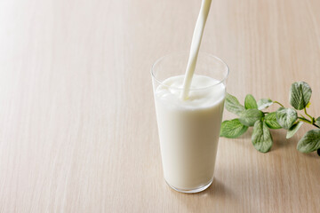 グラスに注いだ牛乳　Milk in a glass