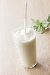 グラスに注いだ牛乳　Milk in a glass