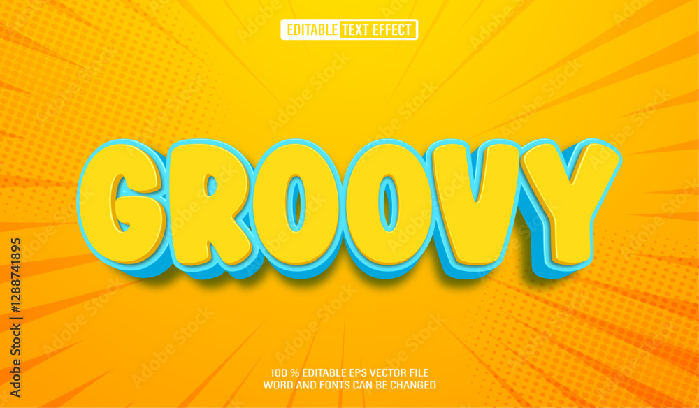 Fototapete editable 3d text style effect - groovy text effect template
