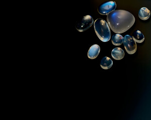 Blue moonstones on black