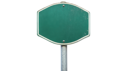 blank green road sign isolated on white background