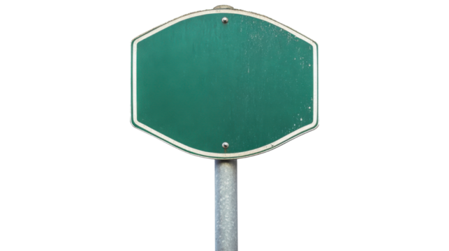 blank green road sign isolated on white background