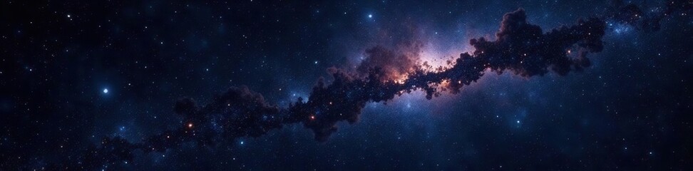 Fototapeta premium An inky black background dotted with numerous stars suspended against a vast cosmos, space, cosmic, galaxy