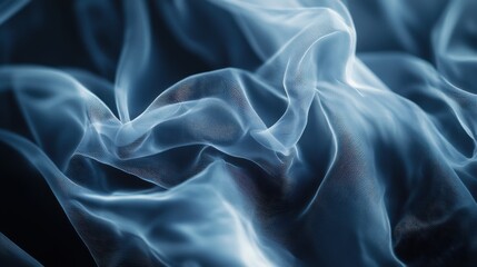 Obraz premium A minimal yet sophisticated abstract pattern of paper-thin sheets bending and folding into gentle waves, using soft white and blue hues for a serene composition