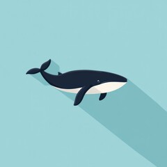 Obraz premium Flat Whale Illustration in Ocean