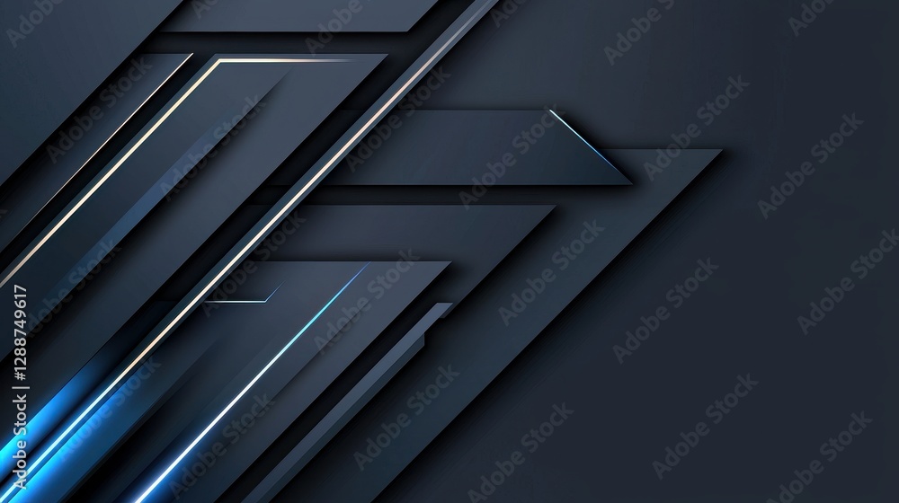 Poster a sleek, modern abstract design featuring sharp geometric shapes and a dark backdrop with subtle lig