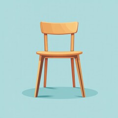 Wooden chair illustration on light blue background