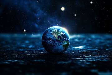 Illuminated Earth in Space