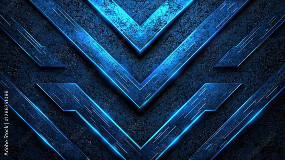 Poster a captivating blue geometric pattern with layered designs, creating a modern, textured visual effect