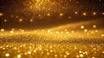 A glittering, golden background with numerous small, bright lights scattered throughout, creating a sparkling festive atmosphere.