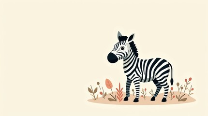 Cute minimal pastel zebra easter egg animal illustration page design whimsical environment