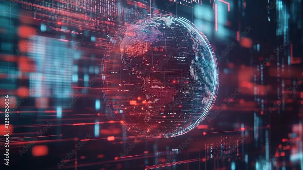 Poster exploring the digital network of the globe global connectivity closeup view technological environmen