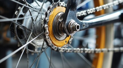 Obraz premium Examining bicycle pedal systems up close urban workshop photographic study indoor setting macro view mechanical engineering
