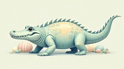 Cute pastel animal easter egg hunt minimal page design playful environment fun viewpoint