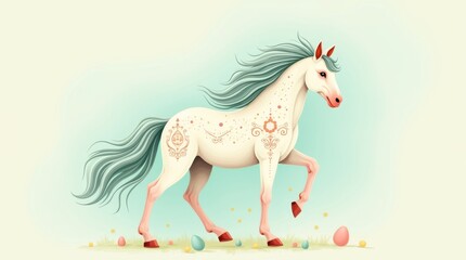 Cute animal easter egg hunt in pastel colors on minimal background enchanting page for kids