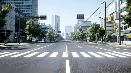 Empty City Street on a Sunny Day