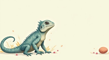 Fototapeta premium Cute animal with pastel easter eggs on minimal page serene environment whimsical concept