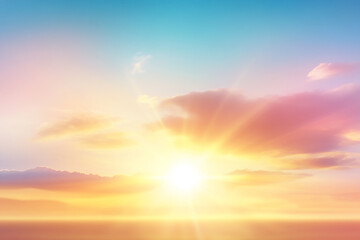 Fototapeta premium Beautiful sunrise over the ocean, with colorful clouds and soft waves in the background
