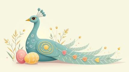 Cute minimalist easter egg animal illustration pastel colors page design calm environment