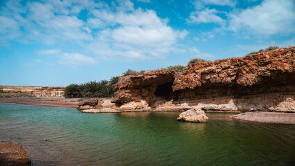 Obraz premium Exploring the unique landscape and crystal waters of Socotra Island in the Arabian Sea