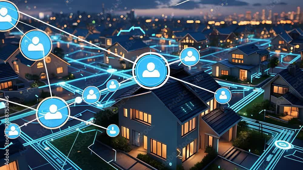 Poster smart connected homes in a residential neighborhood with digital network and social interaction data