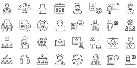 Set of . Icons Headhunting line vector