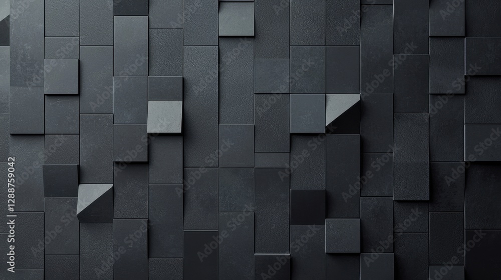 Aufkleber black geometric abstract background. minimal dark gray polygon pattern with different geometric shap