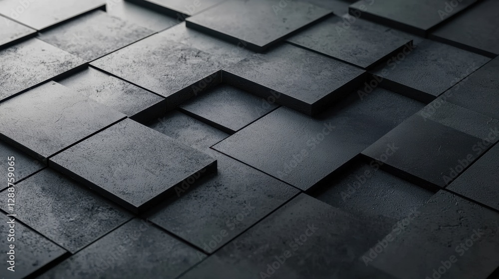 Aufkleber black geometric abstract background. minimal dark gray polygon pattern with different geometric shap