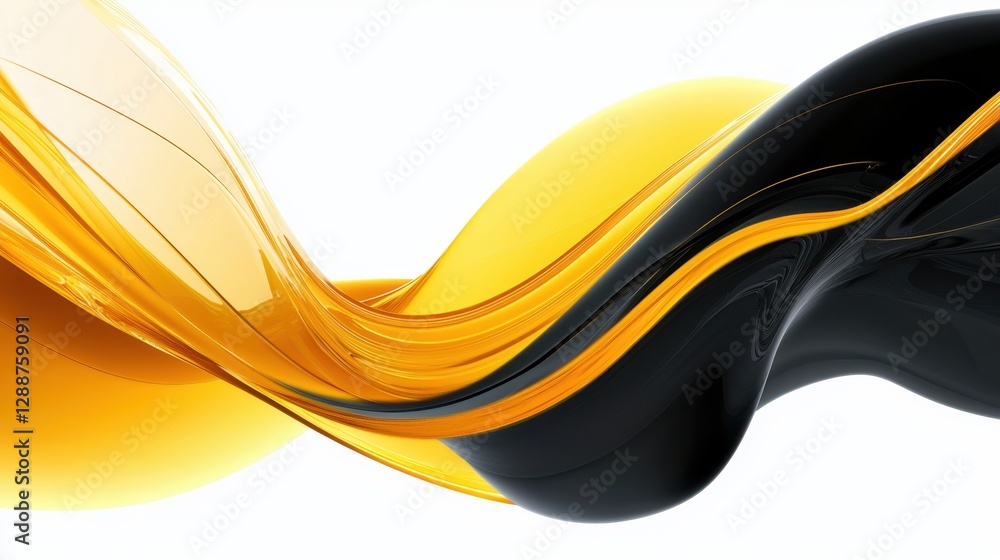 Aufkleber color abstract waves background. yellow and black curve lines isolated on white backdrop. luxury col