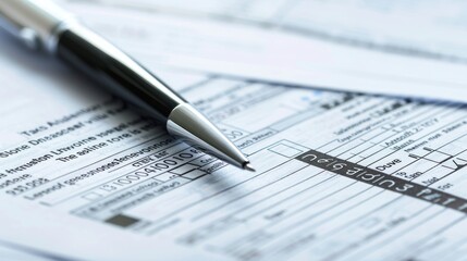 A professional image of a tax return form with a seamless white background, perfect for branding, packaging, and advertising