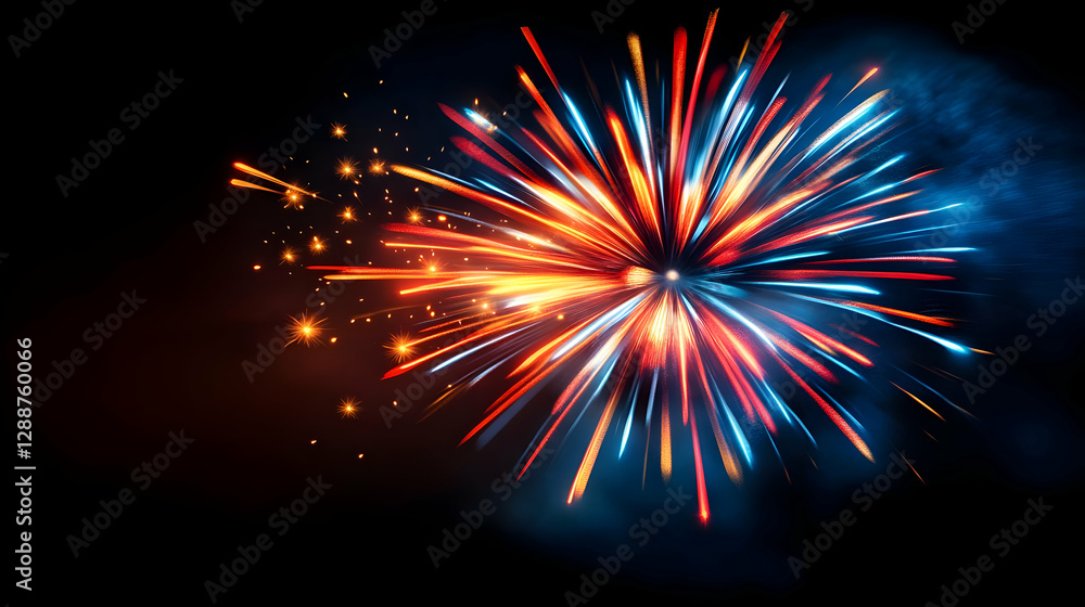 Poster a vibrant display of fireworks illuminating the night sky, creating a spectacle of color and light f