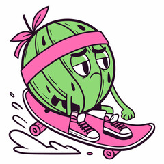 Obraz premium Cool Skater Ball Character - Funky Cartoon Vector Design