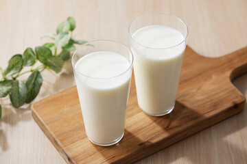 グラスに注いだ牛乳　Milk in a glass