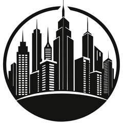Fototapeta premium silhouette vector of business district skyline tower