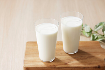 グラスに注いだ牛乳　Milk in a glass