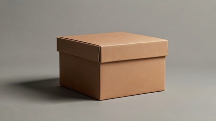 Closed brown cardboard box packaging mockup, product container or storage shipping parcel cover branding advertising