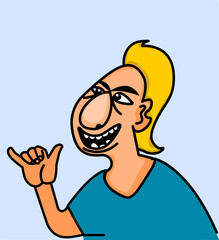 Ilustración de un surfer saludando con la mano