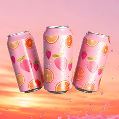 Fototapeta premium Canned Fruit Flavored Drink