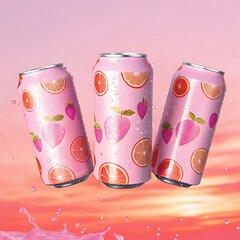 Fototapeta premium Pink Themed Drink Cans