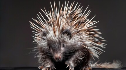 A studio shot of a porcupine, isolated with soft lighting, creating a professional and versatile look