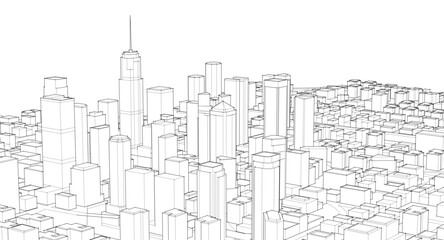 Obraz premium modern city panorama 3d illustration 