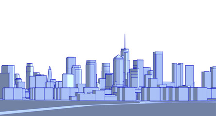 Fototapeta premium modern city panorama 3d illustration 