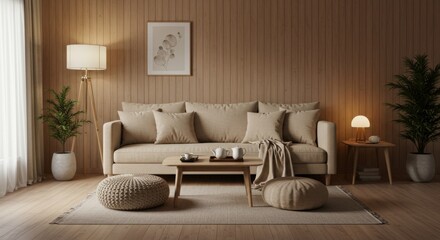 Cozy Minimalist Living Room with Neutral Tones