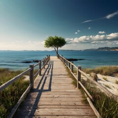 Obraz premium wooden bridge in the sea