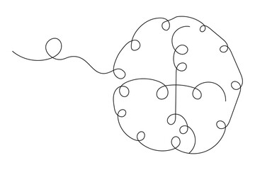 Human brain Continuous single line drawing of Vector illustration on a white background

