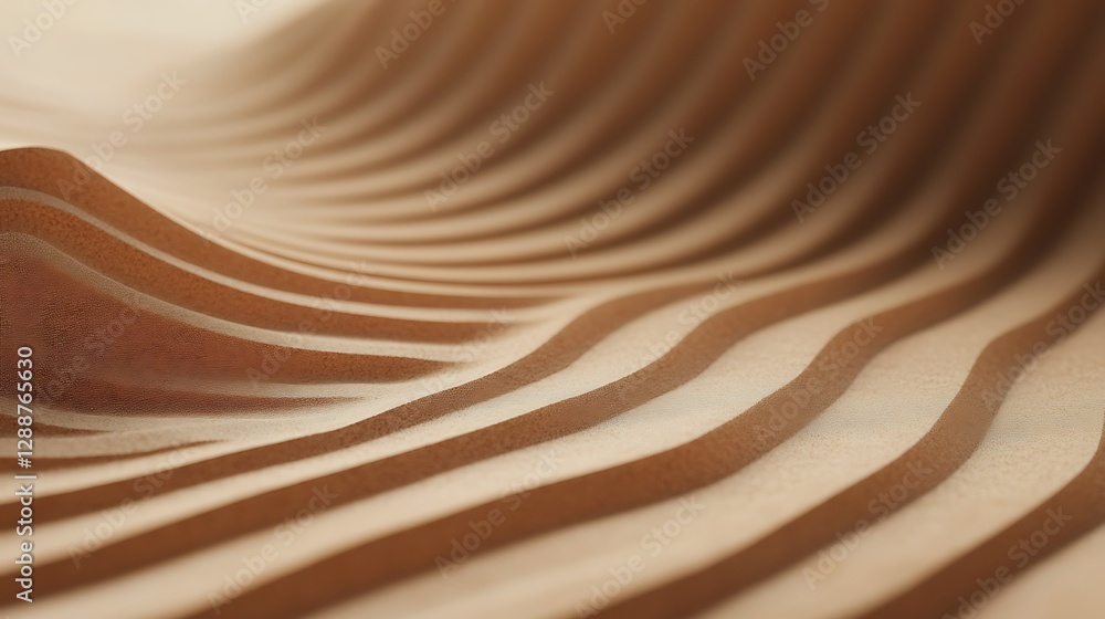 Poster abstract wavy surface with parallel stripes and textured brown gradient