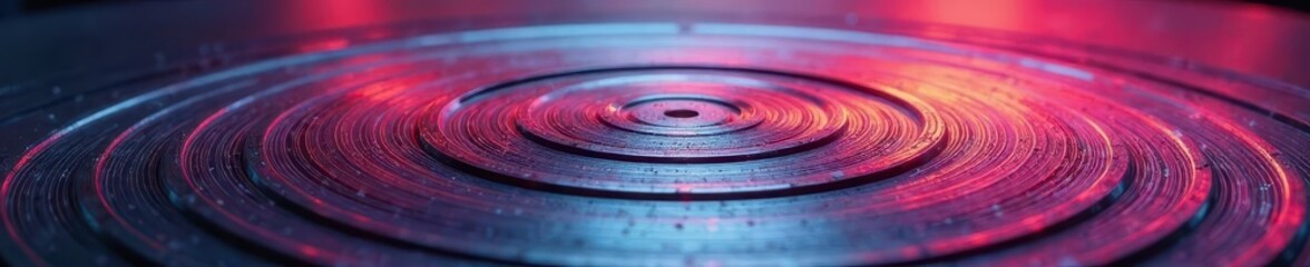 Abstract circular brushed metal; reflective, shiny background, design, rings, modern