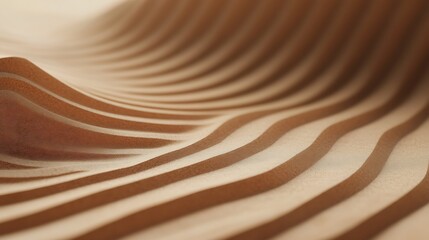 Abstract Wavy Surface with Parallel Stripes and Textured Brown Gradient