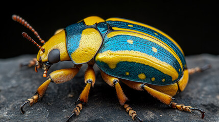 Naklejka premium Nature's Jewel: An Exquisite Blue & Yellow Gonioctena Pallida Beetle